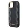 DKNY PU Leather Checkered Pattern Magsafe tok iPhone 15 készülékhez fekete
