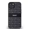DKNY PU Leather Repeat Pattern Tonal Stripe tok iPhone 14 készülékhez fekete