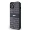 DKNY PU Leather Repeat Pattern Tonal Stripe tok iPhone 14 készülékhez fekete
