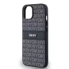 DKNY PU Leather Repeat Pattern Tonal Stripe tok iPhone 14 készülékhez fekete