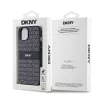 DKNY PU Leather Repeat Pattern Tonal Stripe tok iPhone 14 készülékhez fekete