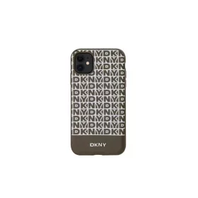   DKNY PU bőr Repeat Pattern Bottom Stripe MagSafe tok iPhone 11 készülékhez barna