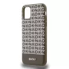 DKNY PU bőr Repeat Pattern Bottom Stripe MagSafe tok iPhone 11 készülékhez barna