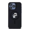 Karl Lagerfeld Liquid Silicone Karl and Choupette MagSafe tok iPhone 15 Pro Max készülékhez fekete