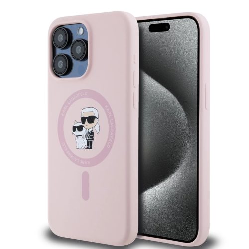 Karl Lagerfeld Liquid Silicone Karl and Choupette MagSafe tok iPhone 14 Pro Max készülékhez rózsaszín
