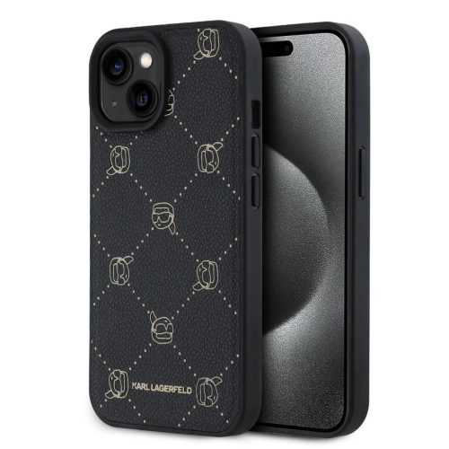 Karl Lagerfeld PU Karl Heads Pattern MagSafe tok iPhone 15 készülékhez fekete