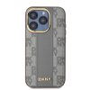 DKNY PU Leather Checkered Pattern Magsafe tok iPhone 15 Pro Max készülékhez bézs