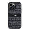 DKNY PU Leather Repeat Pattern Tonal Stripe tok iPhone 14 Pro készülékhez fekete