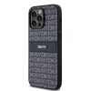 DKNY PU Leather Repeat Pattern Tonal Stripe tok iPhone 14 Pro készülékhez fekete