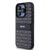 DKNY PU Leather Repeat Pattern Tonal Stripe tok iPhone 14 Pro Max készülékhez fekete