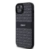 DKNY PU Leather Repeat Pattern Tonal Stripe tok iPhone 15 Plus készülékhez fekete