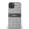 DKNY PU Leather Repeat Pattern Tonal Stripe tok iPhone 14 készülékhez bézs