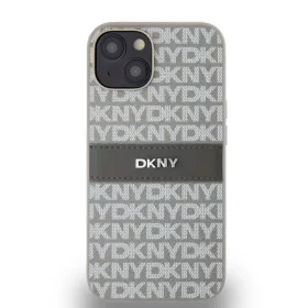   DKNY PU Leather Repeat Pattern Tonal Stripe tok iPhone 14 készülékhez bézs
