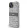 DKNY PU Leather Repeat Pattern Tonal Stripe tok iPhone 14 készülékhez bézs
