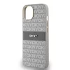 DKNY PU Leather Repeat Pattern Tonal Stripe tok iPhone 14 készülékhez bézs
