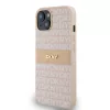DKNY PU Leather Repeat Pattern Tonal Stripe tok iPhone 14 készülékhez rózsaszín