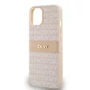 DKNY PU Leather Repeat Pattern Tonal Stripe tok iPhone 14 készülékhez rózsaszín