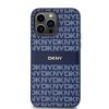 DKNY PU Leather Repeat Pattern Tonal Stripe tok iPhone 14 Pro készülékhez kék