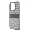 DKNY PU Leather Repeat Pattern Tonal Stripe tok iPhone 14 Pro Max készülékhez, bézs