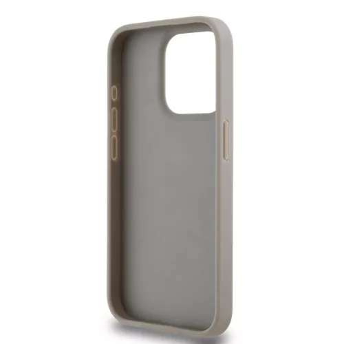 DKNY PU Leather Repeat Pattern Tonal Stripe tok iPhone 14 Pro Max készülékhez, bézs