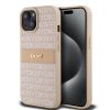 DKNY PU bőr Repeat Pattern Tonal Stripe tok iPhone 15 készülékhez rózsaszín