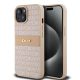 DKNY PU bőr Repeat Pattern Tonal Stripe tok iPhone 15 készülékhez rózsaszín