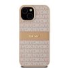 DKNY PU bőr Repeat Pattern Tonal Stripe tok iPhone 15 készülékhez rózsaszín