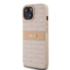 DKNY PU bőr Repeat Pattern Tonal Stripe tok iPhone 15 készülékhez rózsaszín