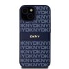 DKNY PU Leather Repeat Pattern Tonal Stripe tok iPhone 15 készülékhez kék