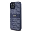 DKNY PU Leather Repeat Pattern Tonal Stripe tok iPhone 15 készülékhez kék