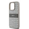 DKNY PU Leather Repeat Pattern Tonal Stripe tok iPhone 15 Pro Max készülékhez bézs