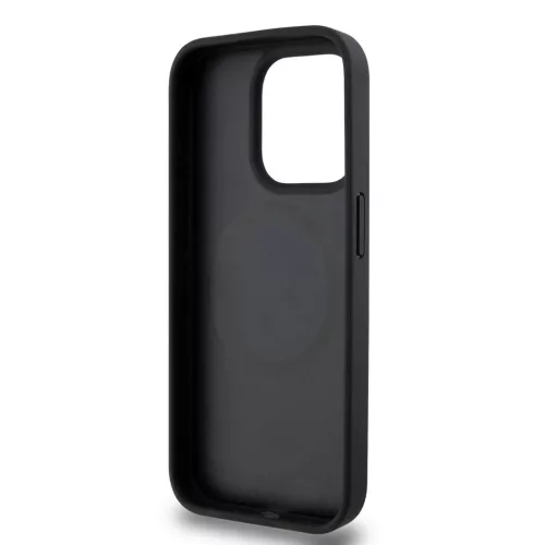DKNY PU Leather Repeat Pattern Stack Logo MagSafe tok iPhone 13 Pro készülékhez fekete
