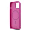 DKNY PU Leather Repeat Pattern Stack Logo MagSafe tok iPhone 15 készülékhez rózsaszín