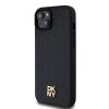 DKNY PU bőr Repeat Pattern Stack Logo MagSafe tok iPhone 15 Plus készülékhez fekete