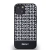 DKNY PU bőr Repeat Pattern Bottom Stripe MagSafe tok iPhone 14 készülékhez fekete