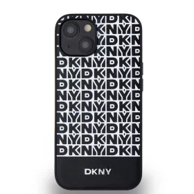   DKNY PU bőr Repeat Pattern Bottom Stripe MagSafe tok iPhone 14 készülékhez fekete
