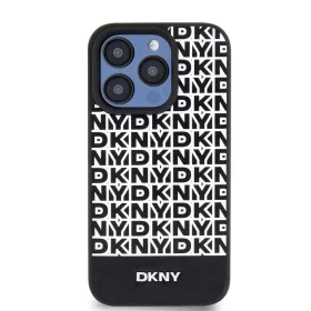   DKNY PU Leather Repeat Pattern Bottom Stripe MagSafe tok iPhone 14 Pro Max készülékhez fekete