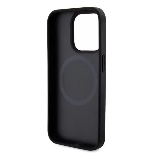DKNY PU Leather Repeat Pattern Bottom Stripe MagSafe tok iPhone 14 Pro Max készülékhez fekete