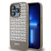 DKNY PU Leather Repeat Pattern Bottom Stripe MagSafe tok iPhone 14 Pro Max készülékhez barna