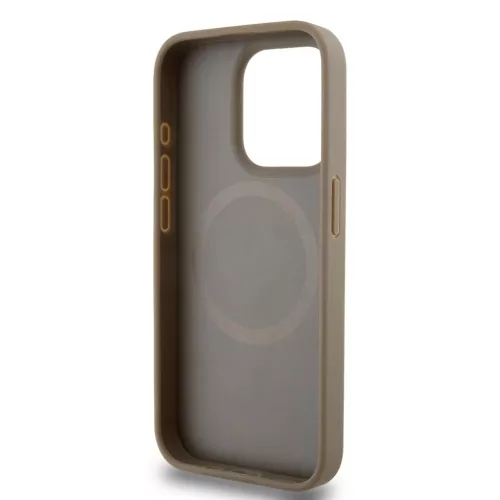 DKNY PU Leather Repeat Pattern Bottom Stripe MagSafe tok iPhone 14 Pro Max készülékhez barna