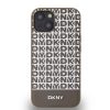 DKNY PU bőr Repeat Pattern Bottom Stripe MagSafe tok iPhone 15 készülékhez barna