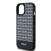 DKNY PU bőr Repeat Pattern Bottom Stripe MagSafe tok iPhone 15 készülékhez fekete