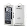 DKNY PU bőr Repeat Pattern Bottom Stripe MagSafe tok iPhone 15 készülékhez fekete