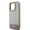 DKNY PU Leather Repeat Pattern Bottom Stripe MagSafe tok iPhone 15 Pro Max készülékhez barna