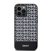 DKNY PU bőr Repeat Pattern Bottom Stripe MagSafe tok iPhone 15 Pro Max készülékhez fekete