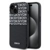DKNY PU Leather Repeat Pattern kártyatartós tok iPhone 15 készülékhez fekete