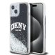 DKNY Liquid Glitter Arch Logo tok iPhone 15 készülékhez fekete