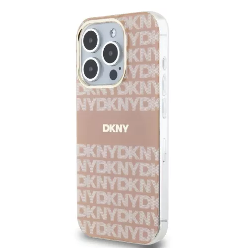 DKNY PC/TPU Repeat Pattern Tonal Stripe Magsafe tok iPhone 13 Pro készülékhez rózsaszín