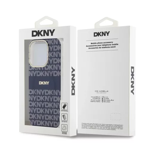 DKNY PC/TPU Repeat Pattern Tonal Stripe Magsafe tok iPhone 13 Pro készülékhez kék