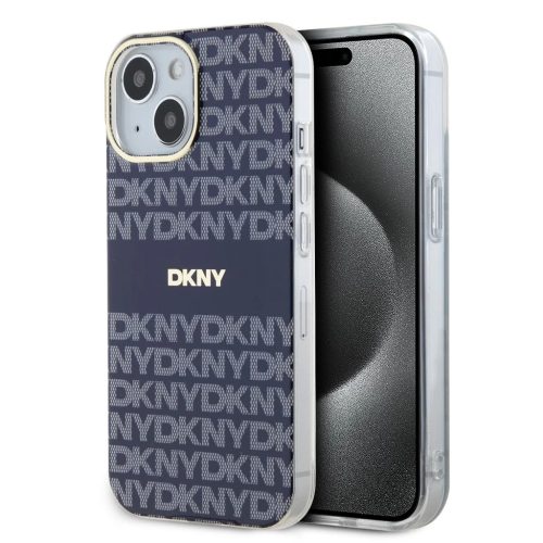 DKNY PC/TPU Repeat Pattern Tonal Stripe Magsafe tok iPhone 15 készülékhez kék